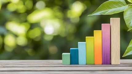 Colorful Wooden Blocks Showing Growth in Nature