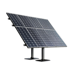 A solar panel installed on a sturdy frame capturing sunlight for renewable energy production, Solar panel on a transparent background
