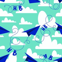 Obraz premium Birthday party seamless pattern for wrapping paper and fabrics and linens and kids clothes print