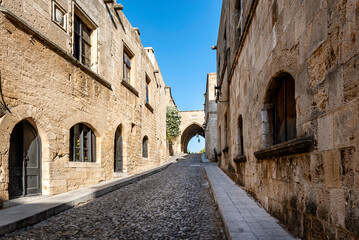 Streets of the Knights in the old town of Rhodes Greece