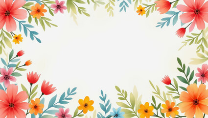 Obraz premium Colorful watercolor flower frame for creative projects