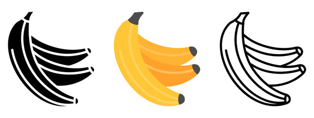Banana Icon, Collection Of Line, Glyph, Flat, Collection of line, Glyph, Flat Icon Set