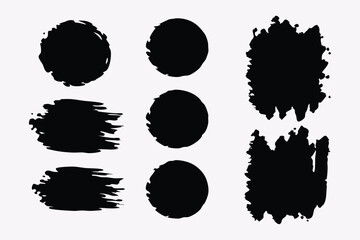 Abstract black brush paint vector set. Messy ink strokes, blots, daubs, and grungy frames. Perfect for Chinese, Japanese, and Korean calligraphy, abstract art.