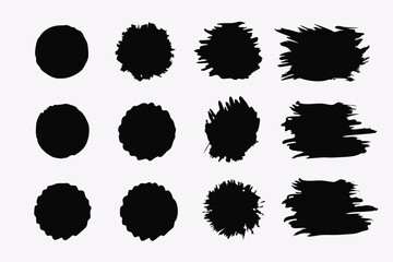 Abstract black brush paint vector set. Messy ink strokes, blots, daubs, and grungy frames. Perfect for Chinese, Japanese, and Korean calligraphy, abstract art.