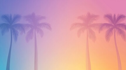 Silhouetted palm trees against a vibrant sunset gradient