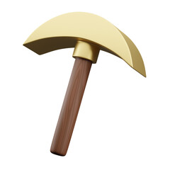 Gold axe Icon 3D Render