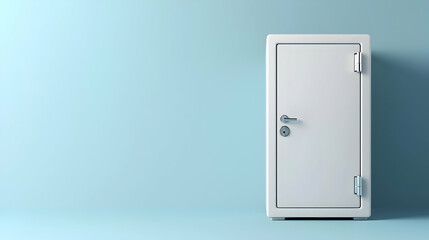 White Door Against Light Blue Background