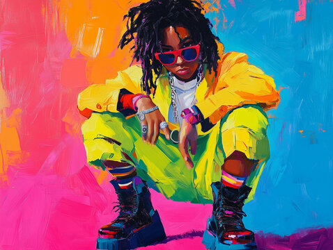 Lit Cool Gen Z Guy in Dreads in Drip Streetwear, Bold Urban Steez