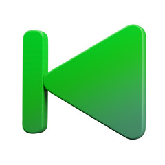 Green Back play Icon 3D Render