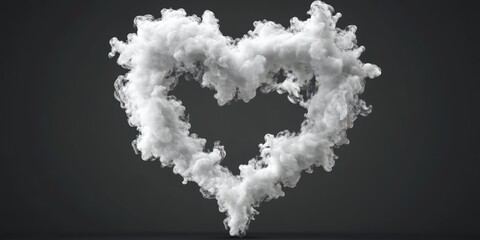 White Cloud Shaped Like Heart Against Dark Background