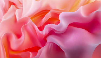 Obraz premium A charming abstract background featuring soft, flowing waves of pink and orange, evoking warmth and tranquility.