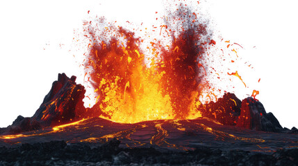 Erupting Volcano: A fiery depiction of an erupting volcano spewing molten lava and smoke, showcasing nature's raw power and geological processes.