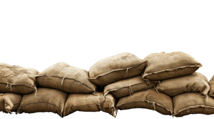 Fortification of Resilience: a row of weathered sandbags arranged in a defensive barrier, symbolizing protection, preparation, and strength.