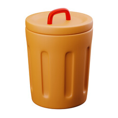 Orange trash can icon 3D Render