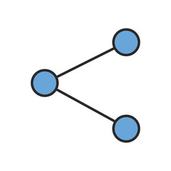 Vector Illustration of a Blue Share Icon with Connected Dots Representing Digital Communication, Data Sharing, and Social Media Interaction