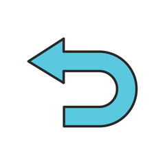 Vector Illustration of a Blue Curved U-Turn Arrow Icon Pointing Left Used for Undo or Back Navigation in User Interface Design