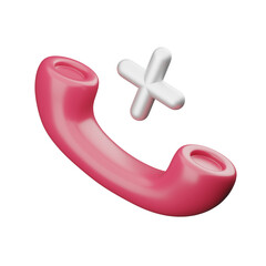 Pink call end icon 3D Render