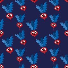 Cartoon food seamless radish pattern for wrapping paper and fabrics and linens and kids clothes print and summer
