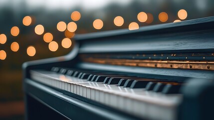 Piano keys in soft focus