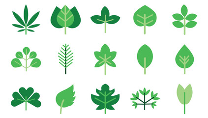 Set of tree leaf vector icons on a white background