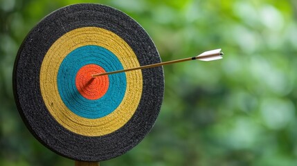 Archery target focus retirement bullseye arrows in nature's serenity outdoor photography perspective