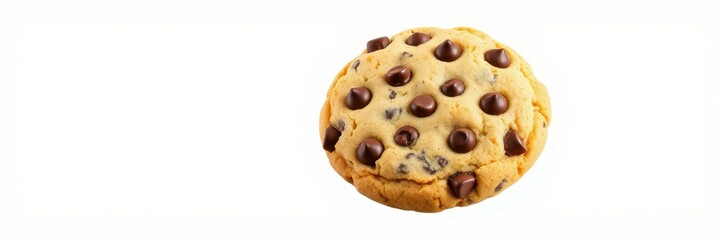 Classic chocolate chip cookie with a golden-brown exterior and semi-sweet chocolate morsels freshly baked