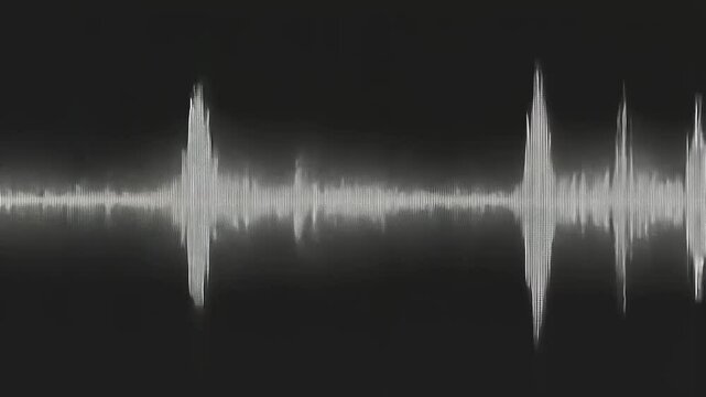 Sound wave visualization representing audio data analysis with a dark background and subtle gradients