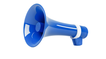 A vibrant blue megaphone ready to announce important news loud and clear powerful communication