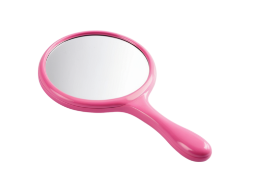Pink hand mirror with elegant desig