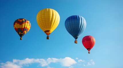 Fototapeta premium Colorful Pixel Art Hot Air Balloons In A Bright Sky