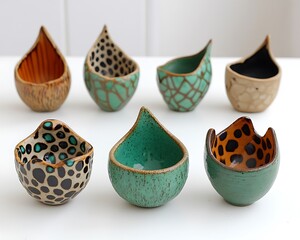Handmade ceramic bowls, various patterns