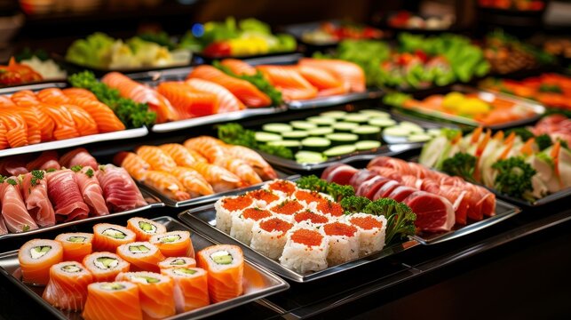 Indulge in a delectable buffet feast at a toprated restaurant filled with an array of cuisines and dishes to satisfy every palate.