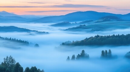 Mesmerizing foggy mountain landscape