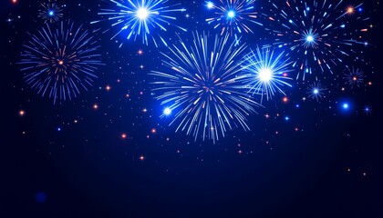 Dynamic blue fireworks display lighting up the sky