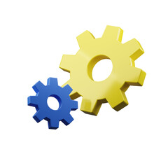Gear Yellow Blue 3D Render