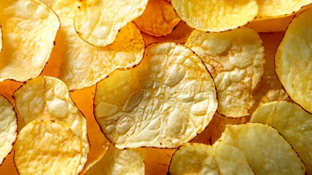 Immerse in an abstract food background featuring the enticing texture of crispy potato chips. Irresistible snacking allure, Ai Generated.