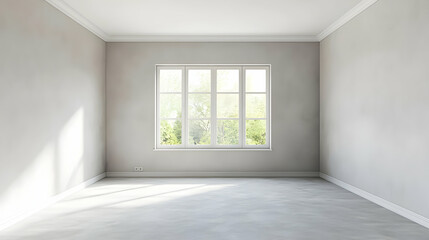 Fototapeta premium Empty Room With Large Window And Natural Light