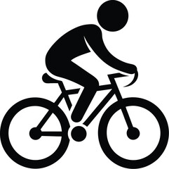 Obraz premium Person riding bicycle silhouette, silhouette of a person riding a bicycle, man on bicycle silhouette vector illustration 