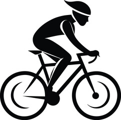 Person riding bicycle silhouette, silhouette of a person riding a bicycle, man on bicycle silhouette vector illustration 