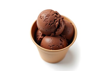 Creamy Chocolate Ice Cream Scoops in Cup
