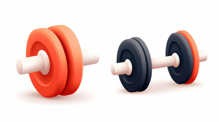 Isometric Pixel Art Dumbbells: Red and Black Weights on White Background