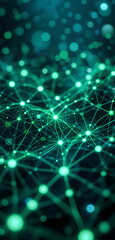 Fototapeta premium Advanced Digital Green AI Network Visualization