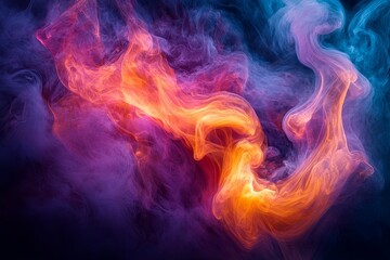 Fototapeta premium Abstract artwork featuring colorful swirling smoke or fluid dynamics
