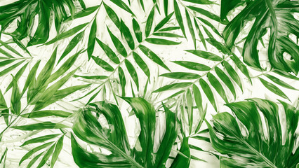 Naklejka premium Texture background with different exotic leaves