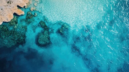 Minimalist wallpaper of a blue lagoon with turquoise tones