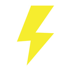 Bright Yellow Lightning Bolt Vector Illustration Representing Electricity, Power, and Energy in a Flat Minimalist Style on a White Background