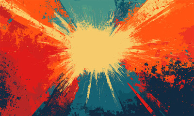 Dynamic abstract paint splash with vibrant colors and grunge texture vector