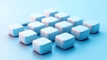 Obraz premium Abstract Blue Cubes Arranged in a Grid Pattern for Design and Artistic Purposes