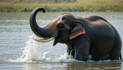 elephant in water © ChaGha Studio