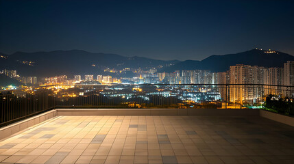 Obraz premium City Lights Panorama From Rooftop At Night